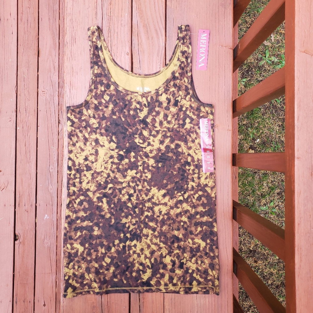 NWT Merona Brown Print Tank Top - XXL